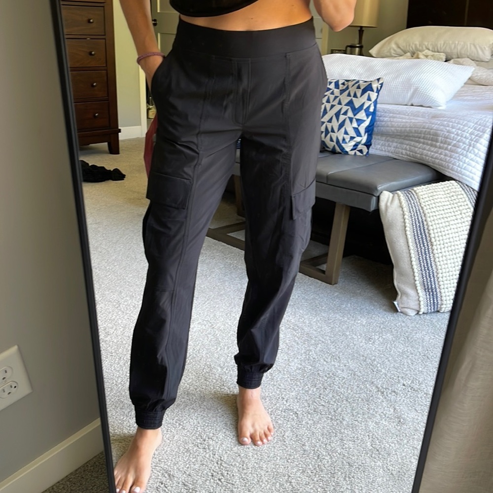 Athleta Utility Joggers with side pockets.